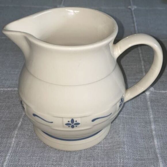 Longaberger Woven Traditions Blue Pottery Small Milk/Juice Syrup Pitcher - Picture 7 of 9